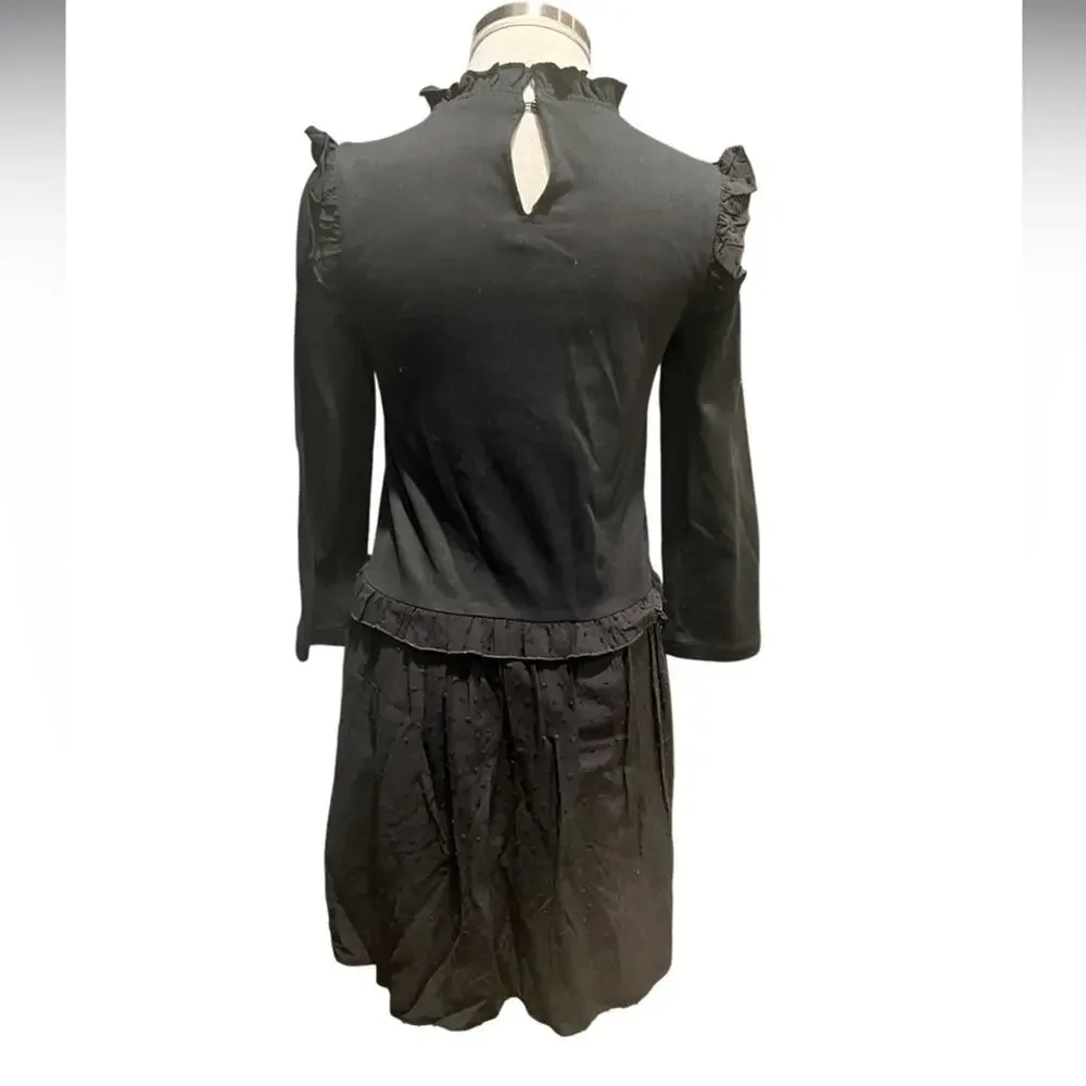 Kate Spade Embroidered Mixed Media Dress, Black Size XS NWT